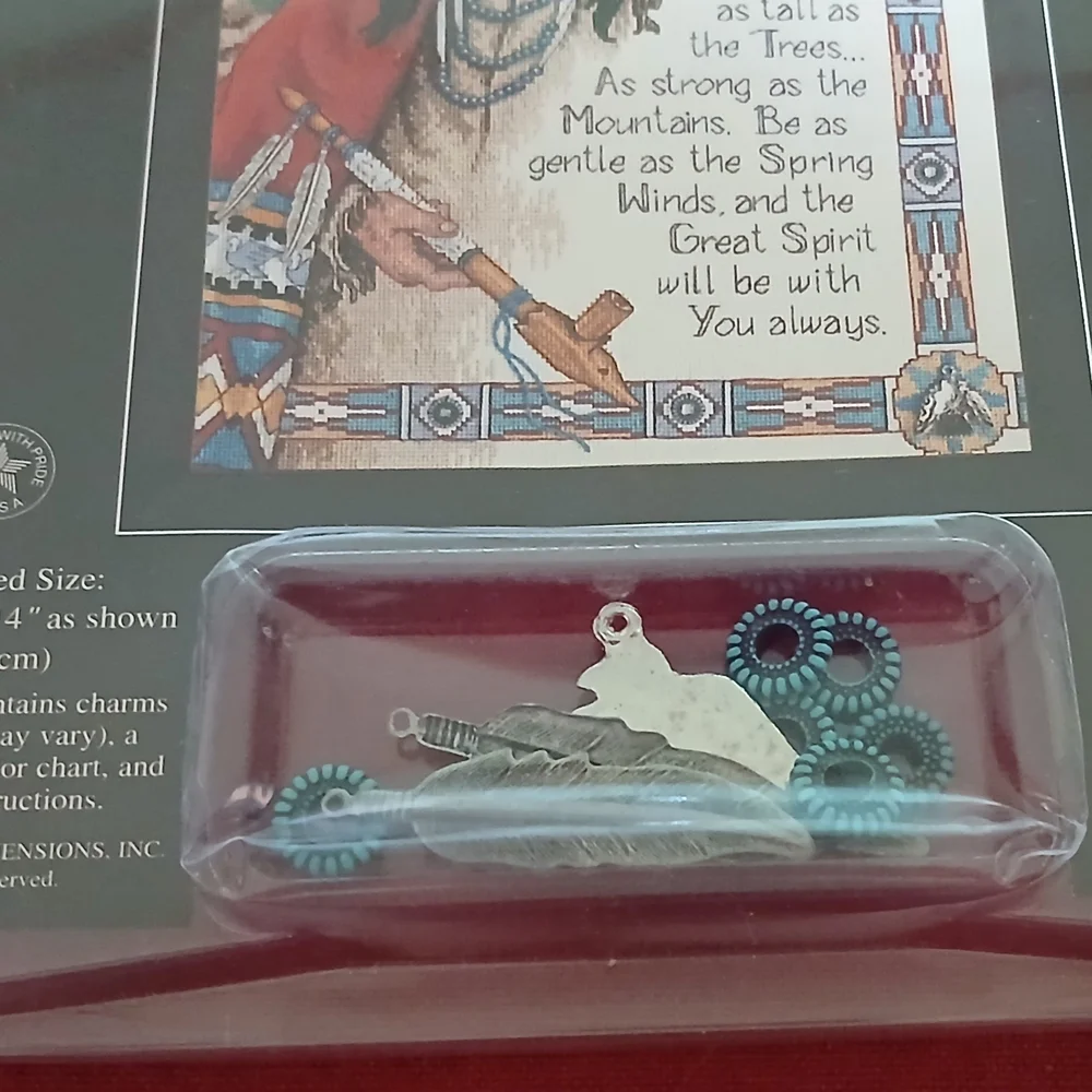 2 Complete Native American Dimensions Charts & Charms Cross Stitch Craft Kits